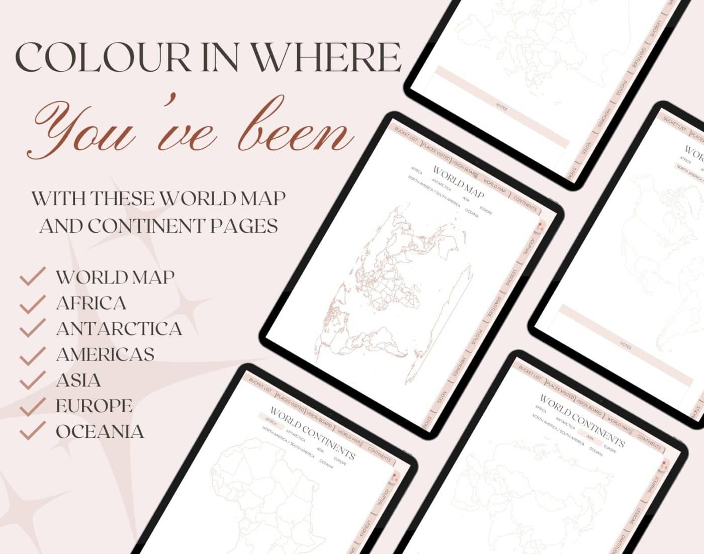 Colour in Where youve been travel journal