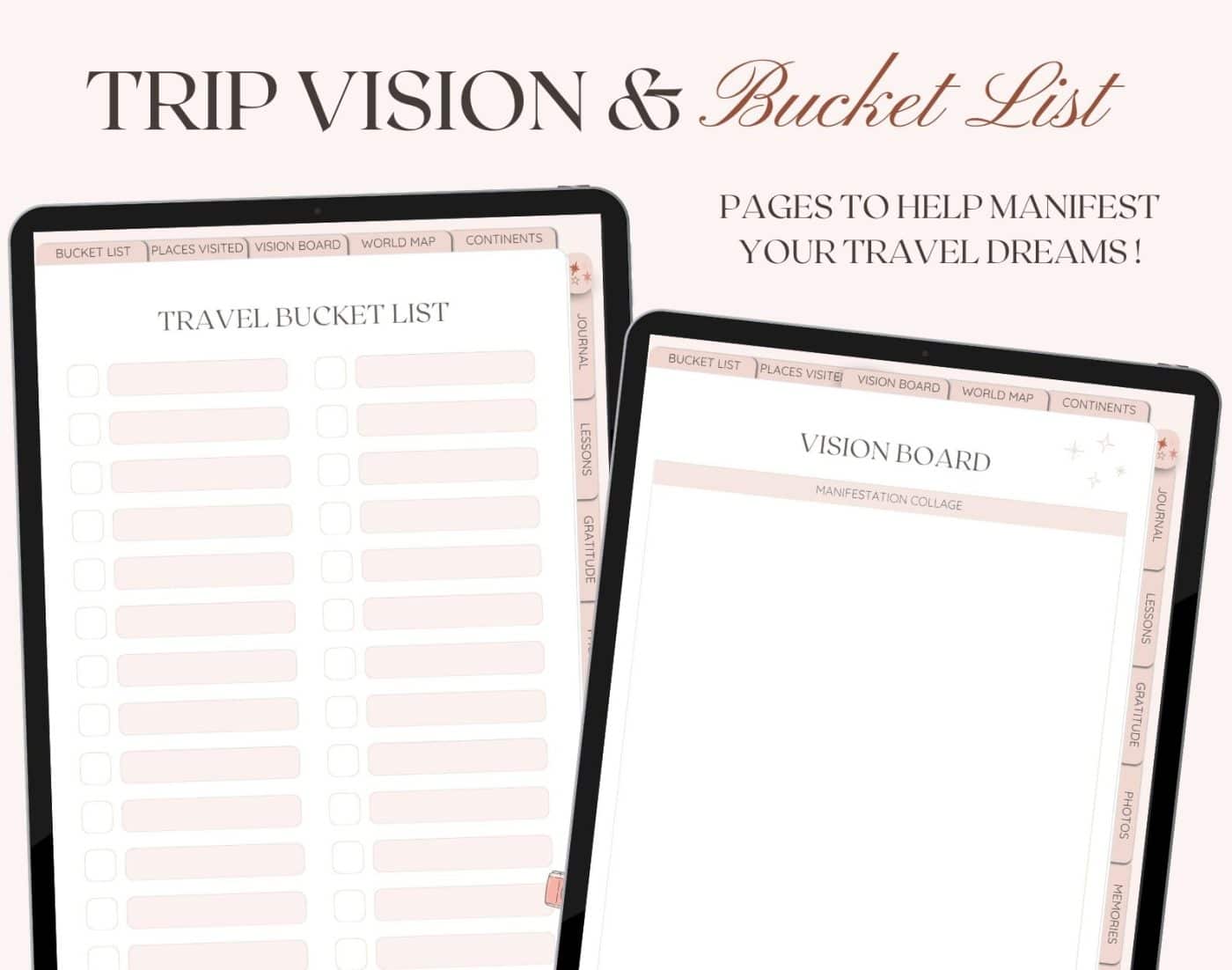 Vision Board Bucket List Travel Journal