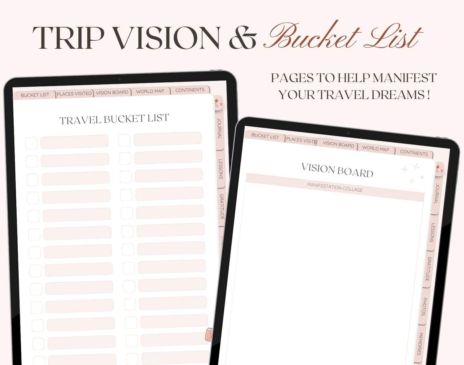 Vision Board Bucket List Travel Journal