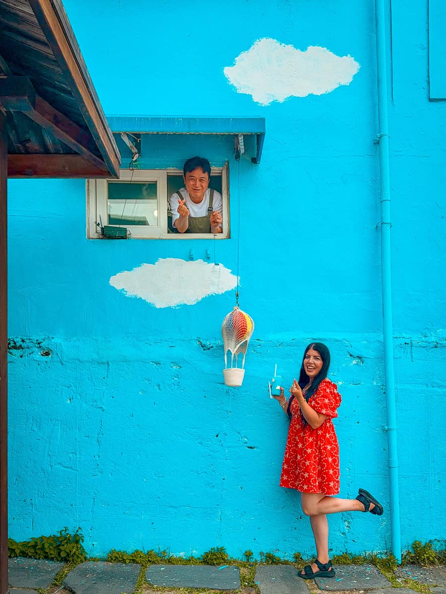 Blue House on the Stairs Air Balloon Cafe Busan