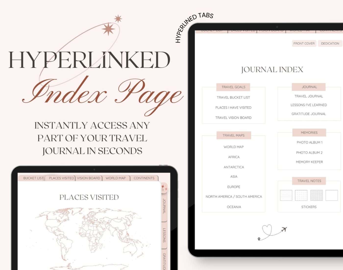 Digital Travel Journal Hyperlinked Indexed Page Hero