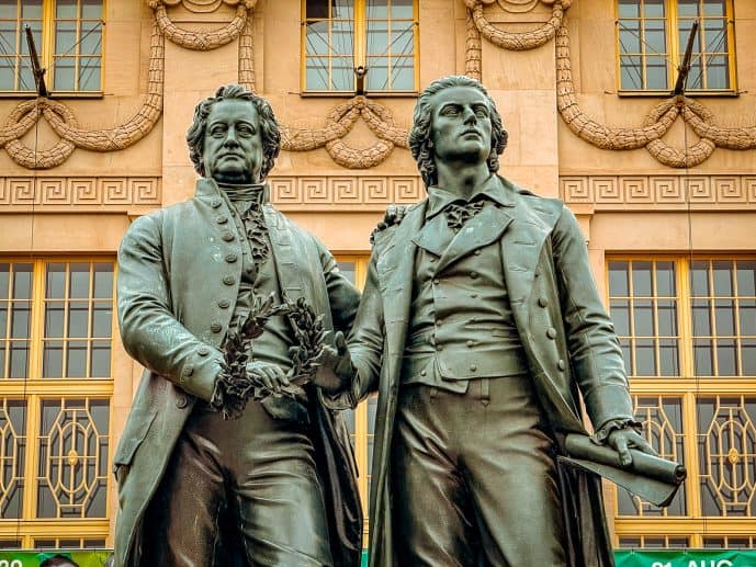 Goethe-and-Schiller-Statue-Weimar-Germany