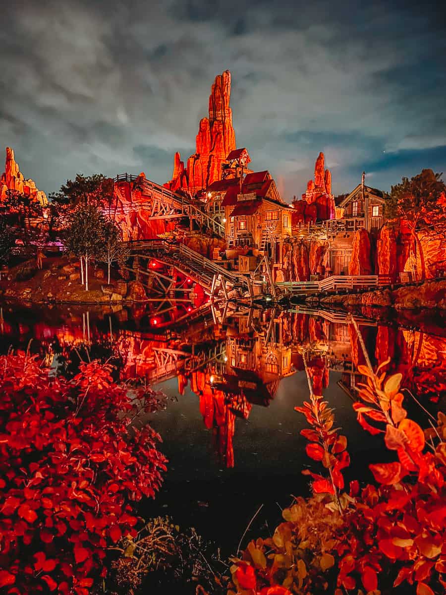 Disneyland Paris Big Thunder Mountain at night time 