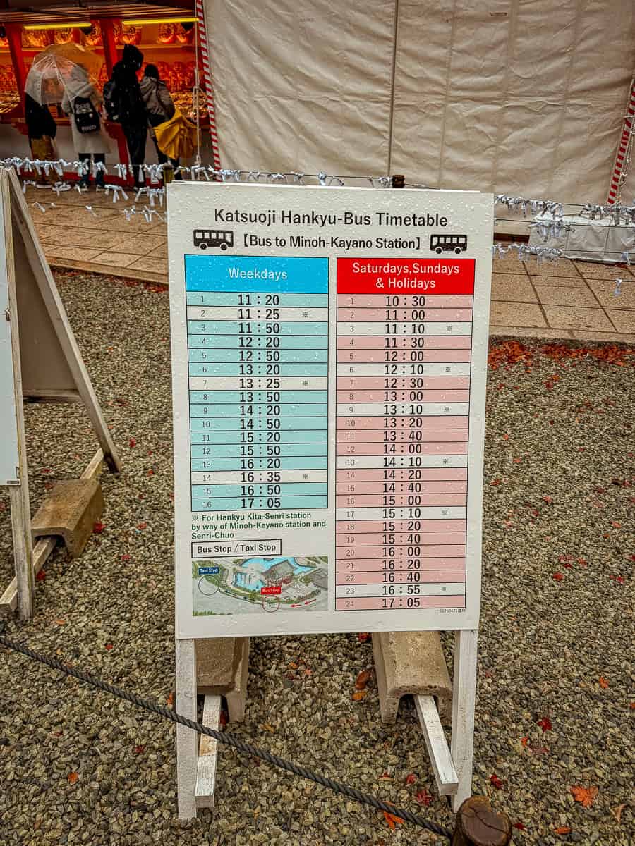 Katsuoji Temple bus times