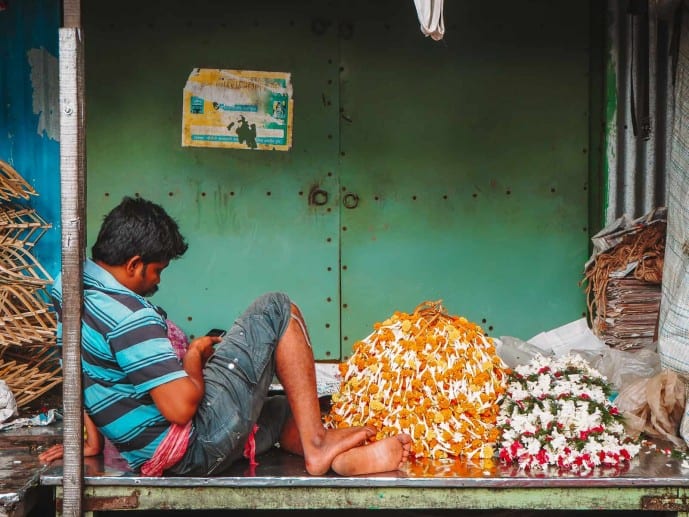 Flower seller at Mallick Ghat 