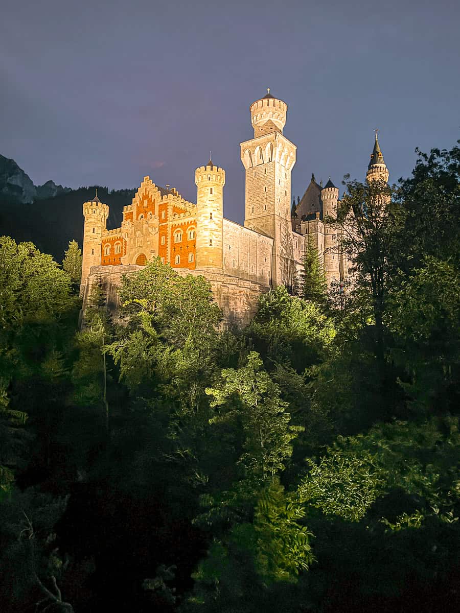 Neuschwanstein Castle at night