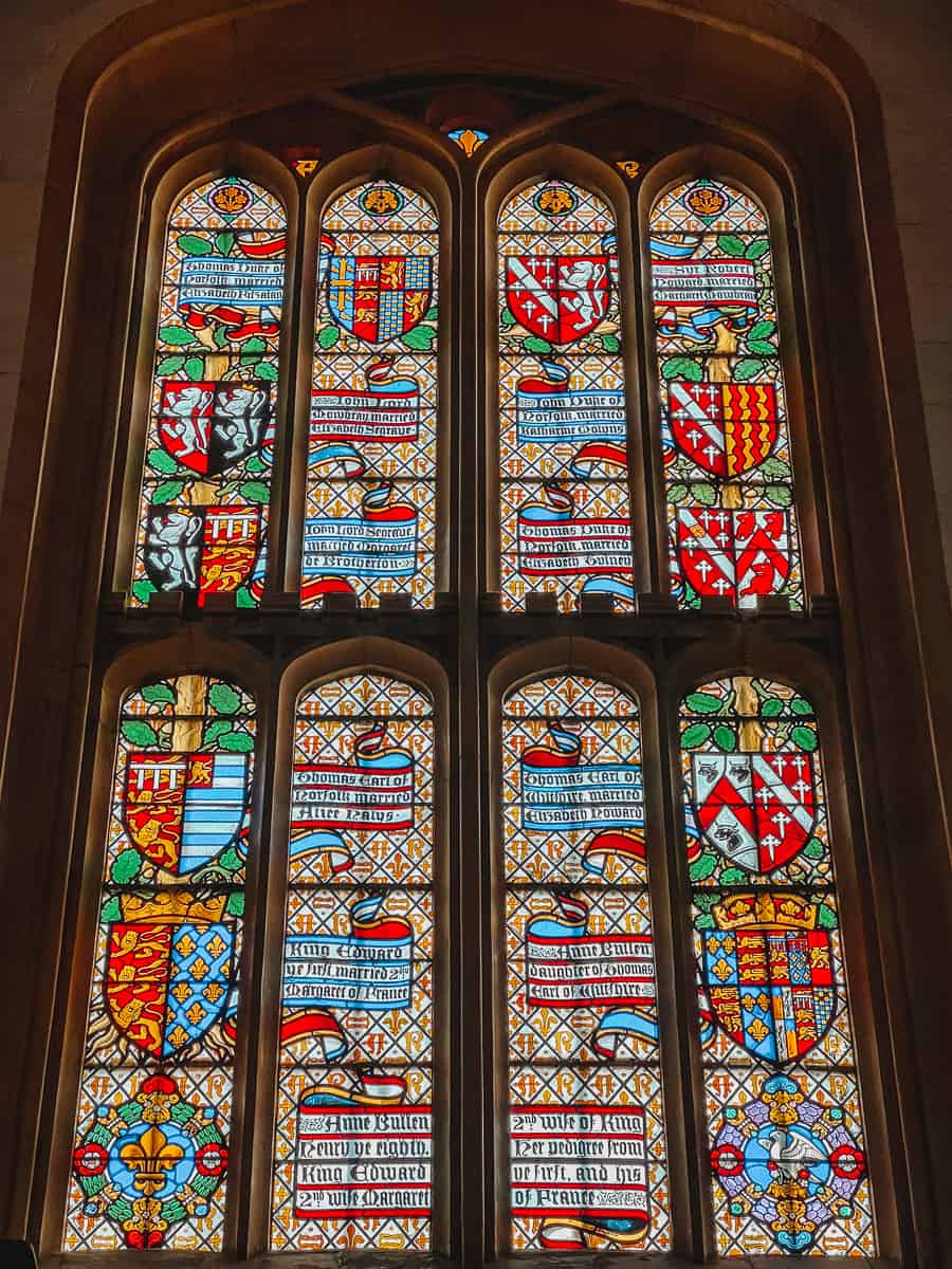 Anne Boleyn stained glass window Hampton Court PAlace